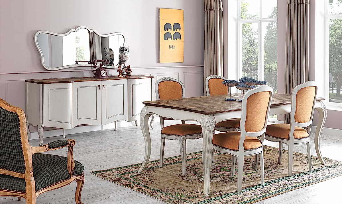 Vintage Ahşap Ayaklı Yemek Odası Takımı